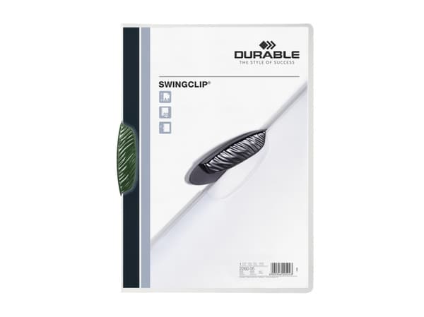 Hållbart Swingclip, grönt, polypropen (PP), 30 ark, A4, 25 st