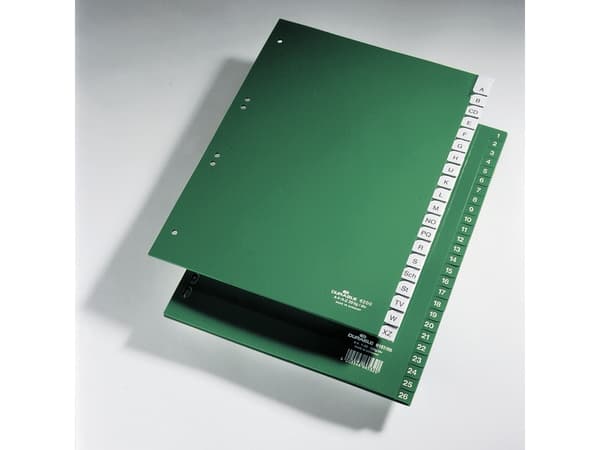 Durable 6157, Numeroitu välilehtihakemisto, Vihreä, Muotokuva, A4, 230 mm, 297 mm