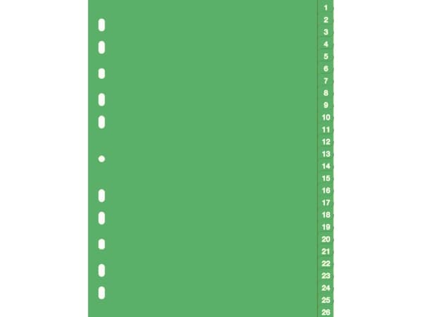 Durable 6157, Numeroitu välilehtihakemisto, Vihreä, Muotokuva, A4, 230 mm, 297 mm
