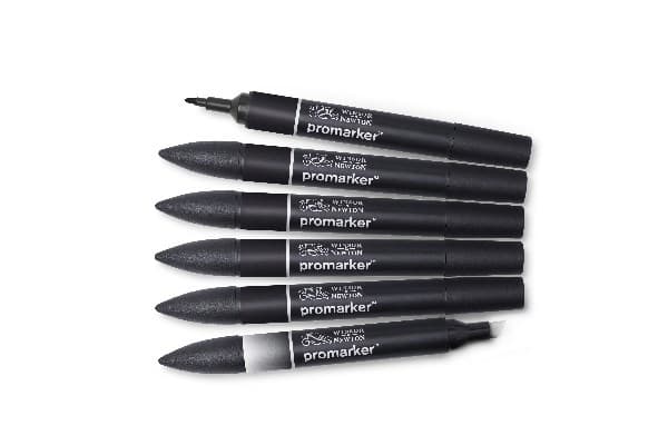 Promarker set 6pcs (5pcs black+1pc blender)