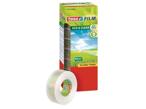Tape, Tesafilm Eco & Clear, 19 mm x 33 m, 8 ruller
