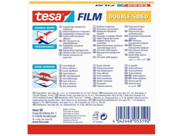 Dubbelhäftande tejp Tesa, 19 mm x 33 m