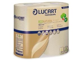 Køkkenrulle Lucart Econatural Maxi 2-lags Ø12.7cm L33mxB22.8cm Genbrug Natur,15 pk x 2 rl x 150 ark/krt