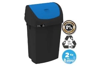 Affaldsbeholder Nordic recycle 50 ltr Sort Blå vippelåg,stk