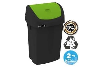 Affaldsbeholder Nordic recycle 50 ltr Sort Grøn vippelåg,4 stk/krt