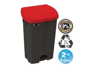 Pedalspand Nordic Recycle 50 ltr. sort med rød låg - (4 stk.)