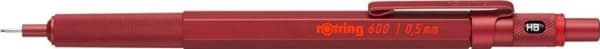 Rotring 600, Rød, Metall, HB, 0,5 mm, Sekskantet, Metall