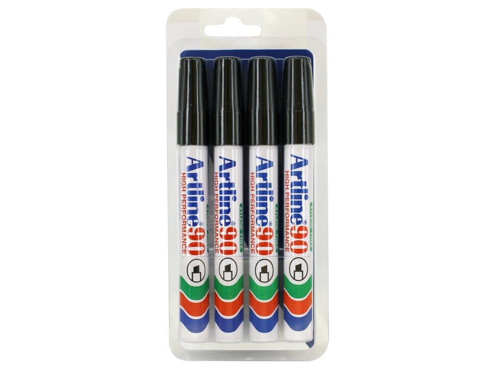 Marker Artline 90 sort 4-Blister