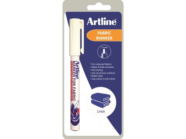 Tekstilmarker Artline hvid 1-blister