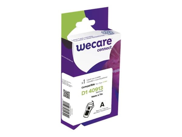 Wecare connect - White background with black letters - Rulle (0,9 cm x 7 m) 1 rulle (rullar) bandpatron - för DYMO LabelMANAGER 150, 200, 300, 350, 4