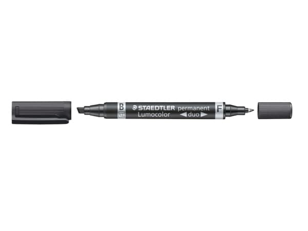 STAEDTLER Lumocolor duo - Twin-tip-markør - permanent - svart - 1.5-4 mm / 0.6 mm - medium / fin