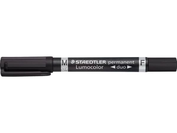 STAEDTLER Lumocolor duo - Twin-tip-markør - permanent - svart - 1.5-4 mm / 0.6 mm - medium / fin