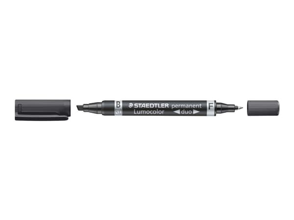 STAEDTLER Lumocolor duo - Twin-tip-markør - permanent - svart - 1.5-4 mm / 0.6 mm - medium / fin