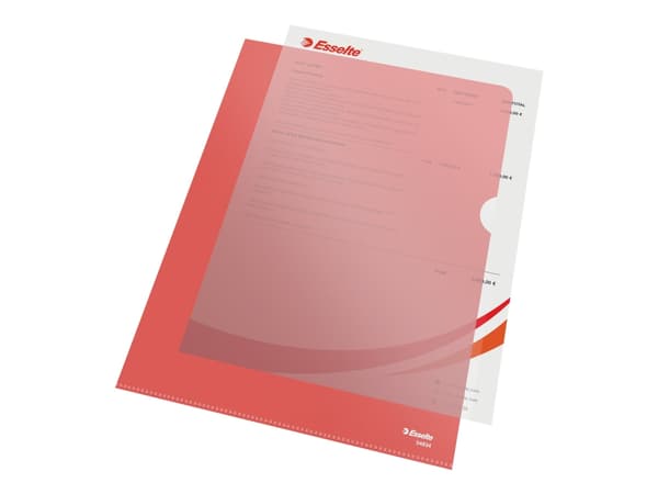Plastomslag Esselte A4 rød 115my - (100 stk.)