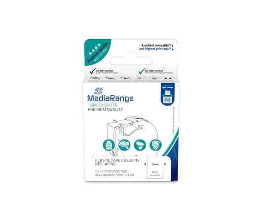 MediaRange MRDY91221, Vit, Semi-permanent, Dymo LetraTAG LT-100H, LT-100T, 4 m, 1.2 cm