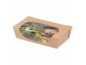 Salatbakke 1000ml L120/100xB200/180xH50mm L Pap med PE brun,200 stk/krt
