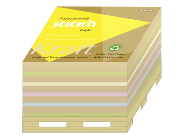 Kubusblok Stick'N 76x76mm ass 400blade på palle bund