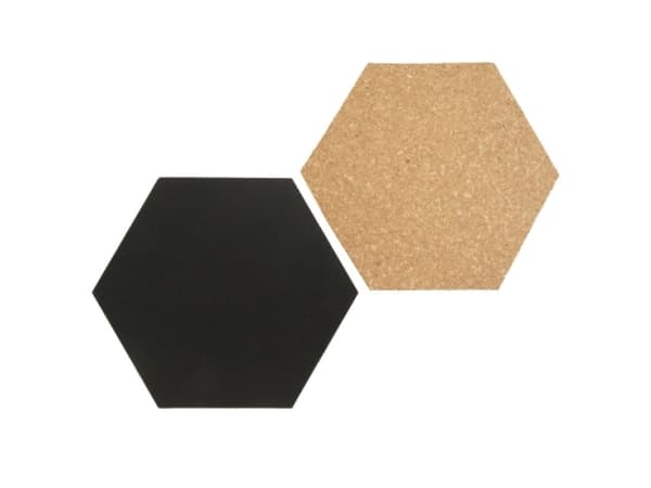 Securit FB-CB-HEX, Fast korktavle, Sort, Brun, Kork, Metall, 155 mm, 179 mm, 3 mm