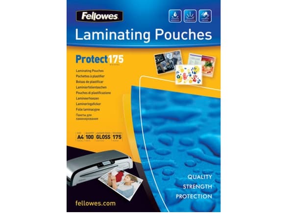 Fellowes Laminating Pouches Protect 175 Micron - 175 mikron - 100-pack - glättat - transparent - A3 (297 x 420 mm) lamineringsfickor