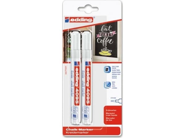Edding 4095 4-4095-2-1049 Kritpennor Vit, Vit 4 mm, 15 mm