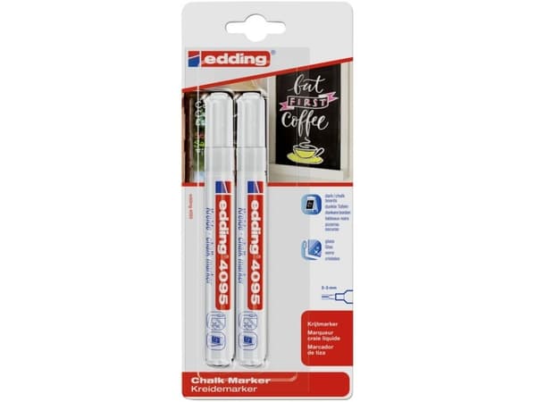 Edding 4095 4-4095-2-1049 Kritpennor Vit, Vit 4 mm, 15 mm