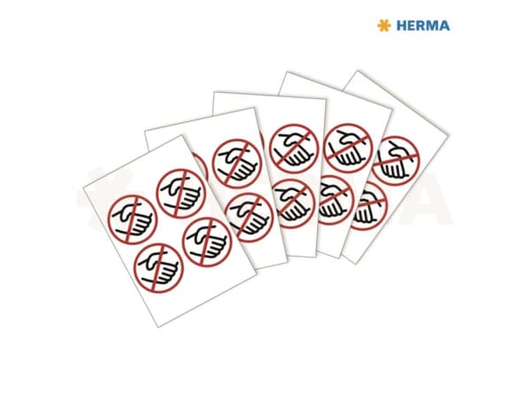 Herma etiket "Ingen håndtryk" ø10 - (20 stk.)