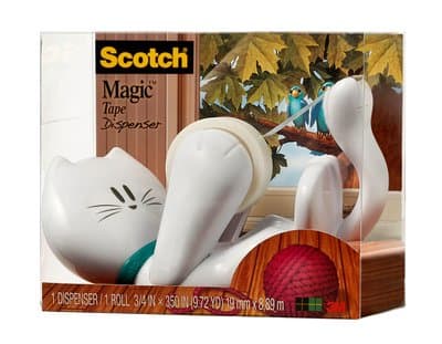 3M Scotch Handabroller "Cat", in Katzenform, best?ckt inkl. 1 Rolle Scotch Magic Klebeband 19 mm x 8,9 m - 1 St?ck (Cat-810)