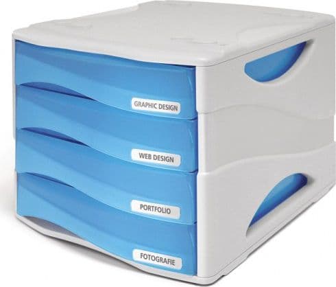 ARDA Smile - Lådskåp - 4 lådor - för A4, 240 x 320 mm - genomskinligt ljusblå