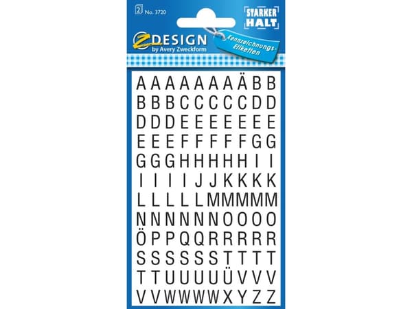 Z-Design 3720 Etiketter med bokstäver, litet format, 240 etiketter, svart svart 165x85x1mm (240 st)