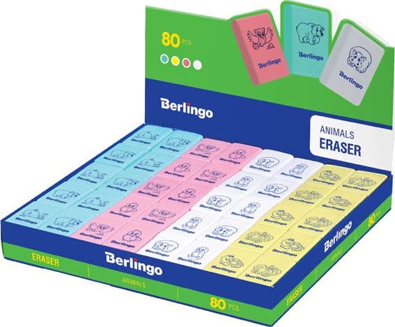 Berlingo Termoplastiskt suddgummi färg 80st Djur