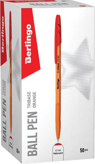 Berlingo Berlingo, pióro kulkowe, czerwony, 50szt, 0.7mm, Tribase Orange
