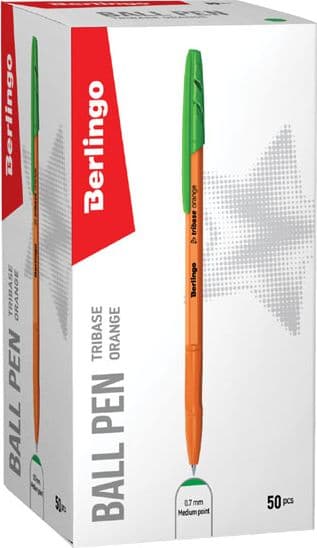 Berlingo Berlingo, rullepenn, grønn, 50 stk, 0,7 mm, Tribase oransje