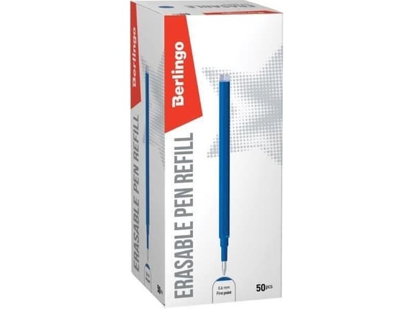 Berlingo Berlingo, gel refill, blå, 50 stk, 0,6 mm, Korrekt, slettbar