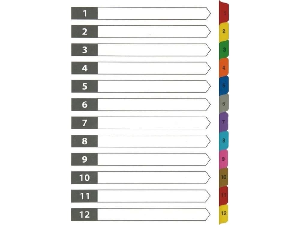 Folder D.Rect Cardboard dividers 1-12 index laminated D.RECT