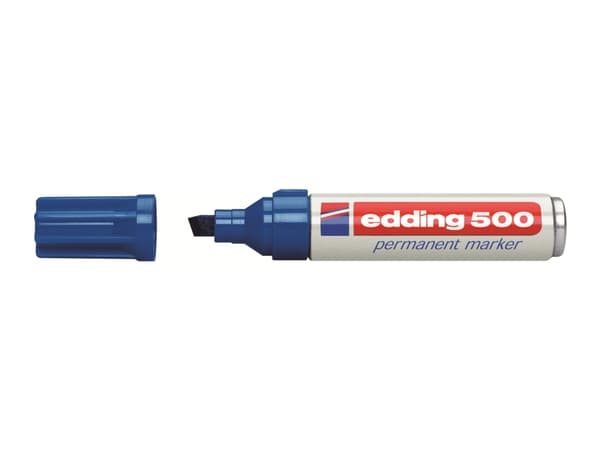 edding 500 - Markering - permanent - för glas, metall, plast - blå - 2-7 mm