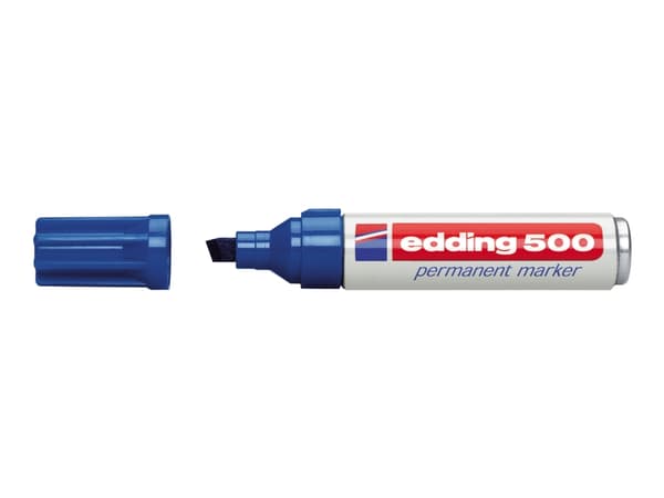 edding 500 - Markering - permanent - för glas, metall, plast - blå - 2-7 mm