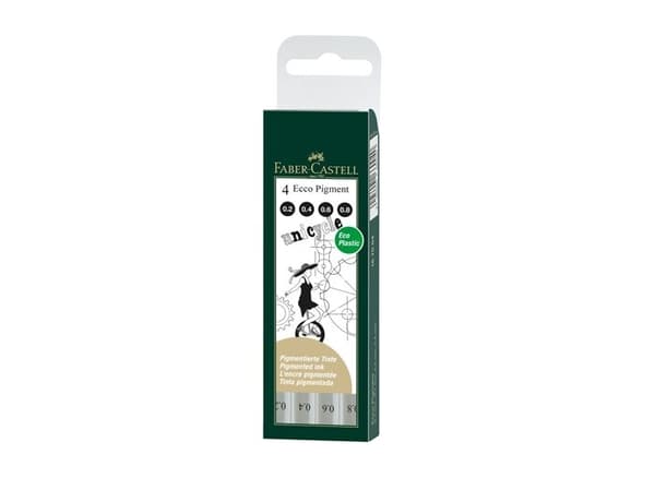 Faber-Castell 167004, Svart, Polypropylen (PP), Pigmentbaserat bläck, 4 styck