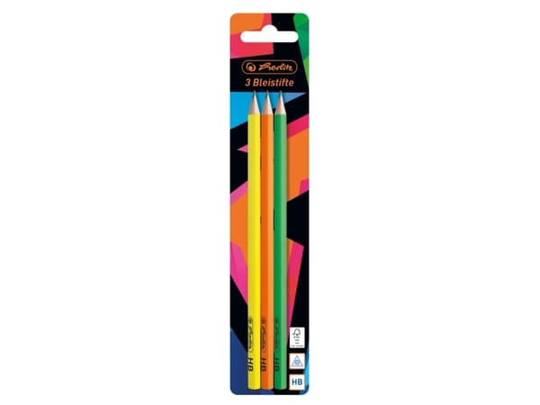 Herlitz Neon Art, HB, Grön, Orange, Gul, Triangulär, Konst, Hobby, Blåsa, 3 styck