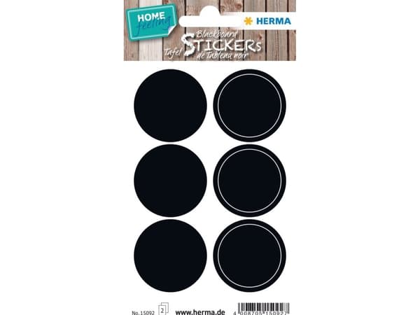 HERMA 15092, Musta, Ympyrä, Kiinteä, Paperi, 12 kpl, 6 kpl