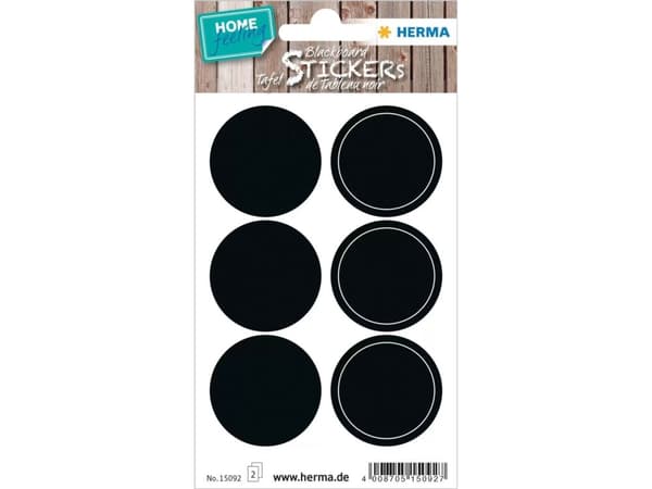 HERMA 15092, Musta, Ympyrä, Kiinteä, Paperi, 12 kpl, 6 kpl
