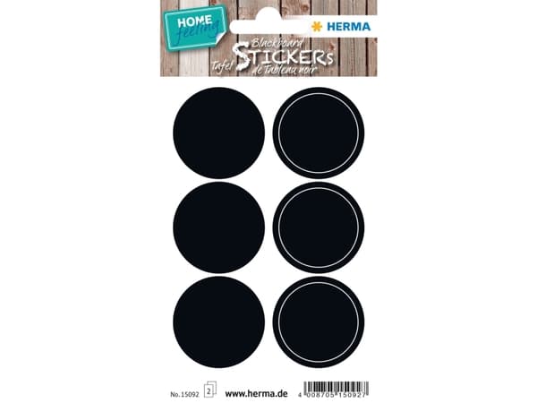 HERMA 15092, Musta, Ympyrä, Kiinteä, Paperi, 12 kpl, 6 kpl