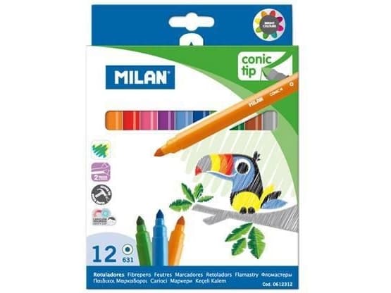 Milan 0612312, 12 färger, Multifärg, Rundad spets, 0,75 mm, 3 mm, Multifärg