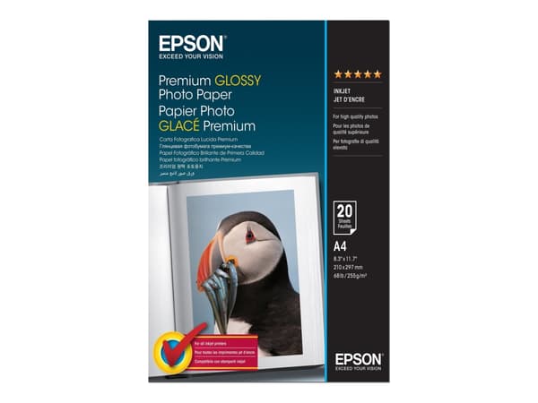 Epson Premium - Blank - A4 (210 x 297 mm) - 255 g/m² - 20 ark fotopapper - för EcoTank ET-2650, 2750, 2751, 2756, 2850, 2851, 2856, 4750, 4850