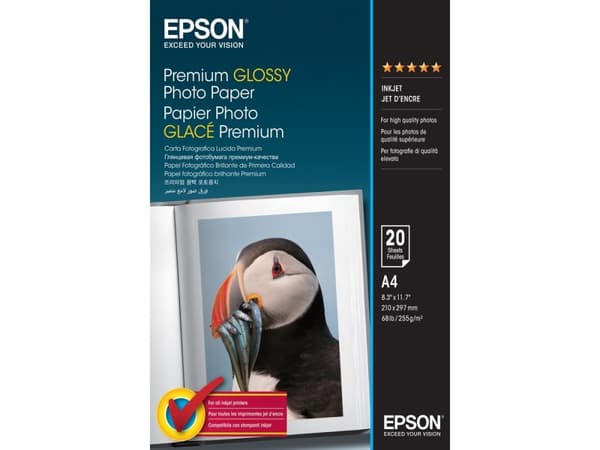 Epson Premium - Blank - A4 (210 x 297 mm) - 255 g/m² - 20 ark fotopapper - för EcoTank ET-2650, 2750, 2751, 2756, 2850, 2851, 2856, 4750, 4850