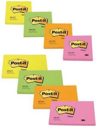 Post-it Neon Block 654N, 76x76mm, ljusgrön, 100 ark (3M0306)