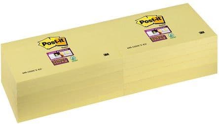 Post-it SUPER STICKY Klisterblock 655-12SSCY-EU, gult, 76x127mm, 90 ark (3M0682)