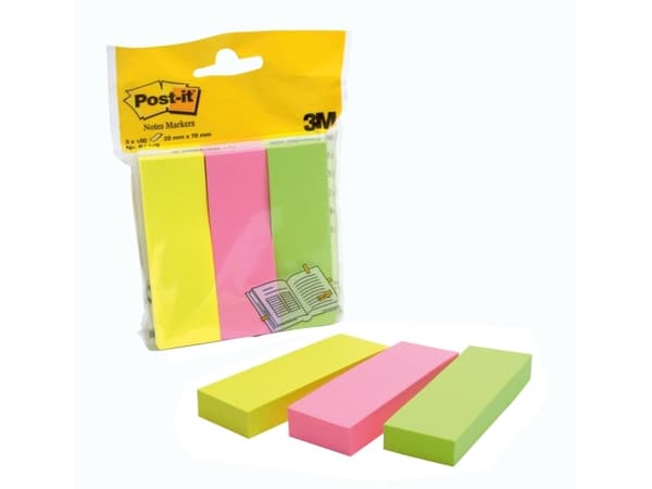 Post-It 671-3, 25 mm, 76 mm, 100 ark, Blisterförpackade