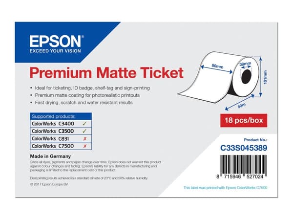 Epson MATTE TICKET - (C33S045389)