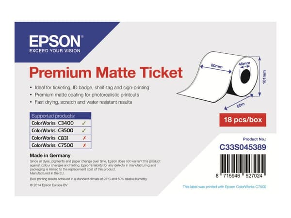 Epson MATTE TICKET - (C33S045389)