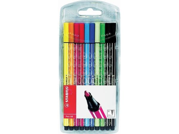 STABILO Pen 68, 6 färger, Blå, Grön, Orange, Rosa, Röd, Gul, Rundad spets, 1 mm, Blå, Grön, Orange, Rosa, Röd, Gul, Hexagonal